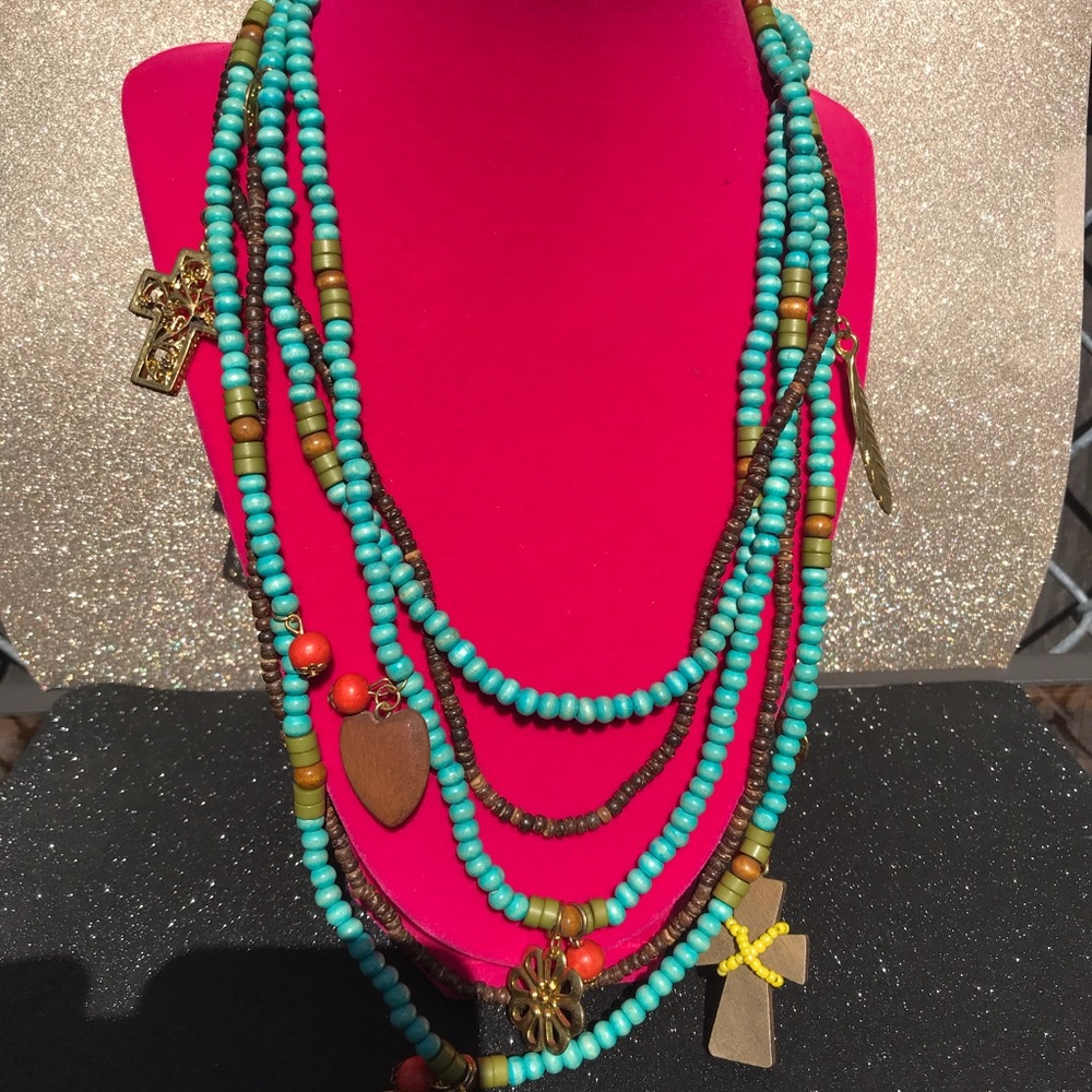 Hippie boho Beaded multi layered necklace chic